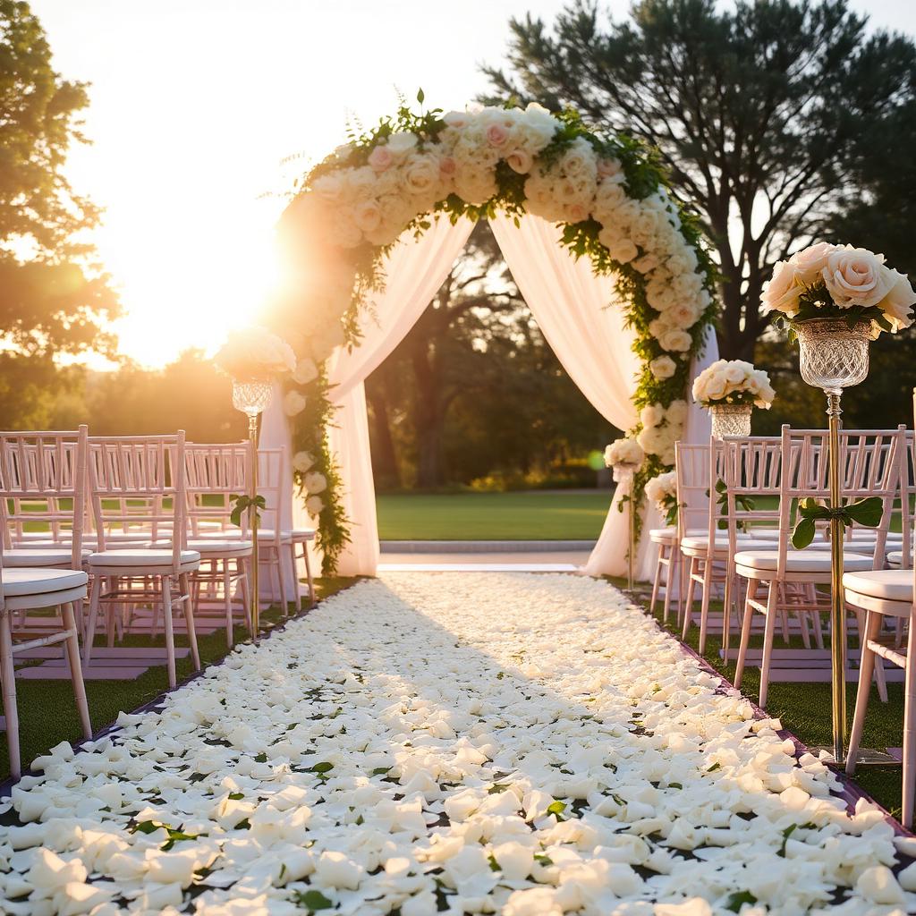 Pasillo de pétalos hacia el altar
